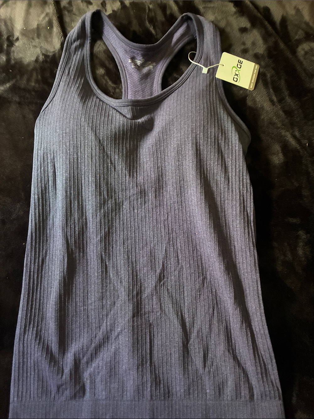 Ribbed Racerback Tank Top — Navy